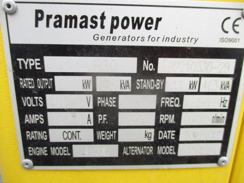 Új Áramfejlesztő Diversen Pramast VG-R30 , 41.3 KVA , New Diesel generator, 3 Phase: 15 kép.