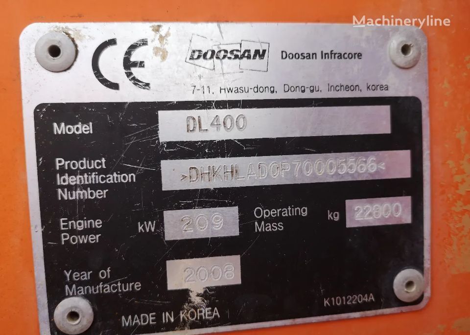 Gumikerekes homlokrakodó Doosan DL 400: 10 kép.