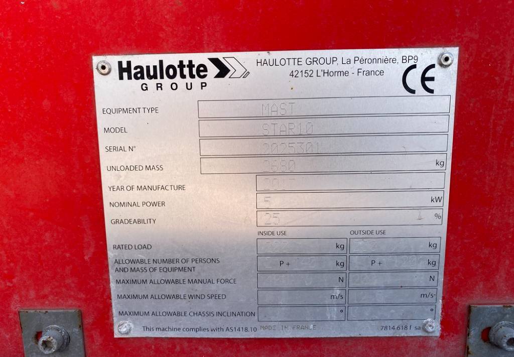 Oszlopos személyemelő Haulotte Star 10 Electric Vertical Mast Work Lift 1000cm: 10 kép.