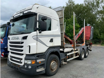 Rönkszállító Scania R 730 Kurzholztransporter mit Ladekran