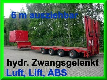 Faymonville (B) 4 Achs Satteltieflader, ausziehbar - Félpótkocsi mélybölcsős