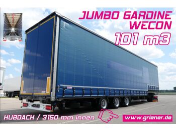 Wecon JUMBO GARDINENSATTEL /MEGA 101m3 /MASCHINENTRANS  - Ponyvás pótkocsi