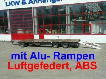 Hoffmann 3 Achs Plato  Tieflader  Anhänger mit Alu  Rampen - Pótkocsi mélybölcsős