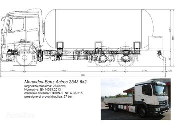 Tartályos teherautó a következők szállításához gáz MERCEDES-BENZ Actros 25.43: 1 kép.