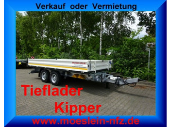Pótkocsi billenőplatós Möslein  13 t Tandem 3- Seitenkipper Tieflader-- Neufahr: 2 kép.