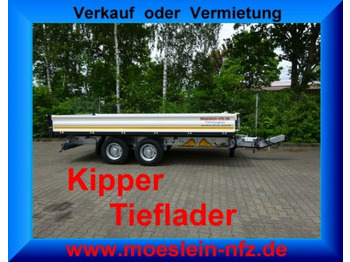 Pótkocsi billenőplatós Möslein  neuer Tandem 3- Seitenkipper Tieflader-- Neufah: 2 kép.