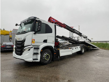 Autószállító teherautó Iveco S WAY480 /FIAULT PF60 +GRUE HMF endommagée: 2 kép.