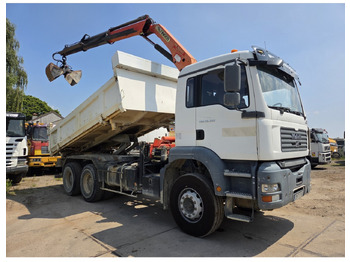 Billenőplatós teherautó, Darus autó MAN TGA 26.350 6X4 BORDMATIC TIPPER CRANE PALFINGER PK15500: 4 kép.