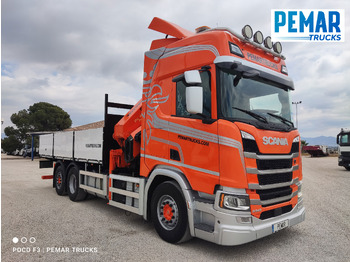 Platós teherautó, Darus autó SCANIA R 540 6X2 GRUA CAJA FIJA: 4 kép.