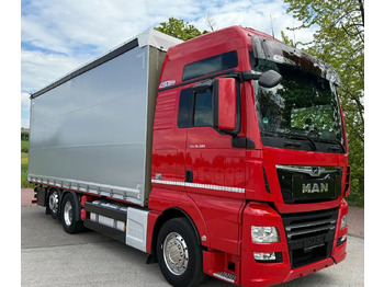 Ponyvás teherautó MAN TGX 26.500 / LIFT / 6X2 / KLIMA POSTOJOWA / 18PALET / E6 / FIRANKA / 18 TON ŁADOWNOŚĆ / WINDA / NISKI PRZEBIEG / JEDEN WŁAŚCICIEL / PODWIESZANA OŚ: 2 kép.
