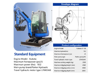 LADYS DY25U Mini Excavator Euro 5/Epa Engine Kubota Mini Excavator For Sale lízing LADYS DY25U Mini Excavator Euro 5/Epa Engine Kubota Mini Excavator For Sale: 2 kép.