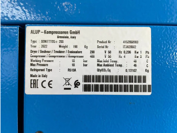 Új Légkompresszor Alup Sonetto 5 + 200 Elektrische Schroefcompressor 4 kW 470 L / min 10 Bar met droger en ketel: 3 kép.