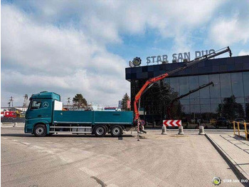 Platós teherautó, Darus autó Mercedes-Benz ACTROS 2545 6x2 Palfinger PK 16001 HDS Crane: 2 kép. Platós teherautó, Darus autó Mercedes-Benz ACTROS 2545 6x2 Palfinger PK 16001 HDS Crane: 2 kép.
