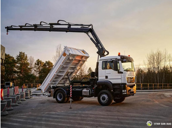Billenőplatós teherautó MAN  TGS 18.360 4x4 HIAB 144 E-4 Crane Kipper: 3 kép.