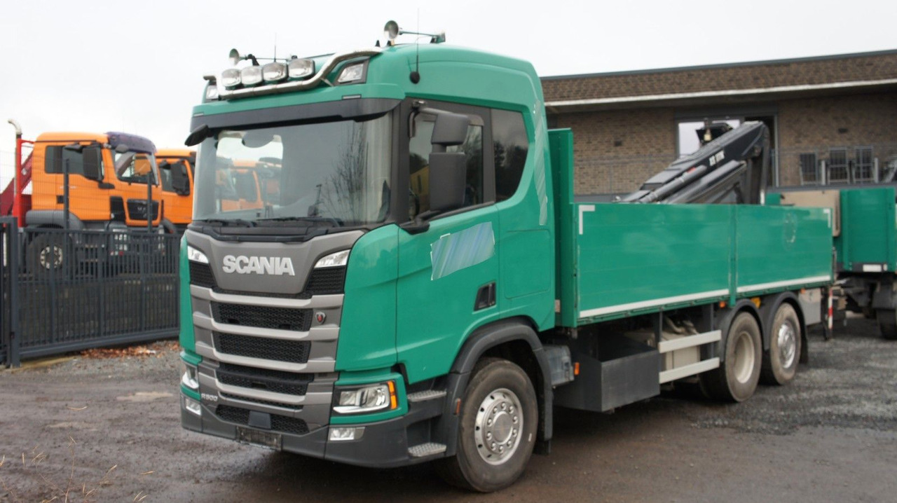 Scania R500 6x2 Baustoffzug Kran HIAB 177 K-2 Pro - Platós teherautó, Darus autó: 2 kép. Scania R500 6x2 Baustoffzug Kran HIAB 177 K-2 Pro - Platós teherautó, Darus autó: 2 kép.