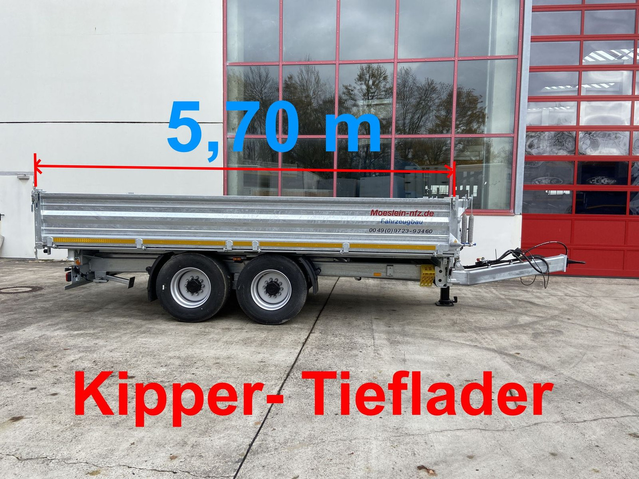Möslein 14 t Tandem- Kipper Tieflader 5,70 m lang, Brei - Pótkocsi billenőplatós: 1 kép. Möslein 14 t Tandem- Kipper Tieflader 5,70 m lang, Brei - Pótkocsi billenőplatós: 1 kép.