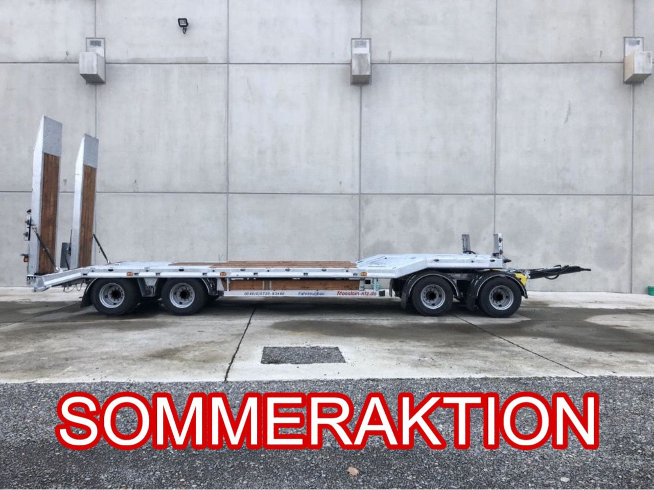 Möslein T 4 VB F 4 Achs Tieflader- Anhänger, Neufahrzeug - Pótkocsi mélybölcsős: 1 kép. Möslein T 4 VB F 4 Achs Tieflader- Anhänger, Neufahrzeug - Pótkocsi mélybölcsős: 1 kép.