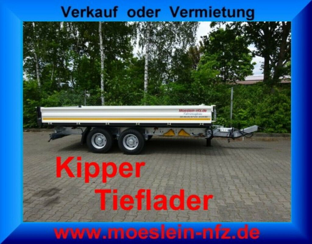 Möslein neuer Tandem 3- Seitenkipper Tieflader-- Neufah - Pótkocsi billenőplatós: 2 kép. Möslein neuer Tandem 3- Seitenkipper Tieflader-- Neufah - Pótkocsi billenőplatós: 2 kép.