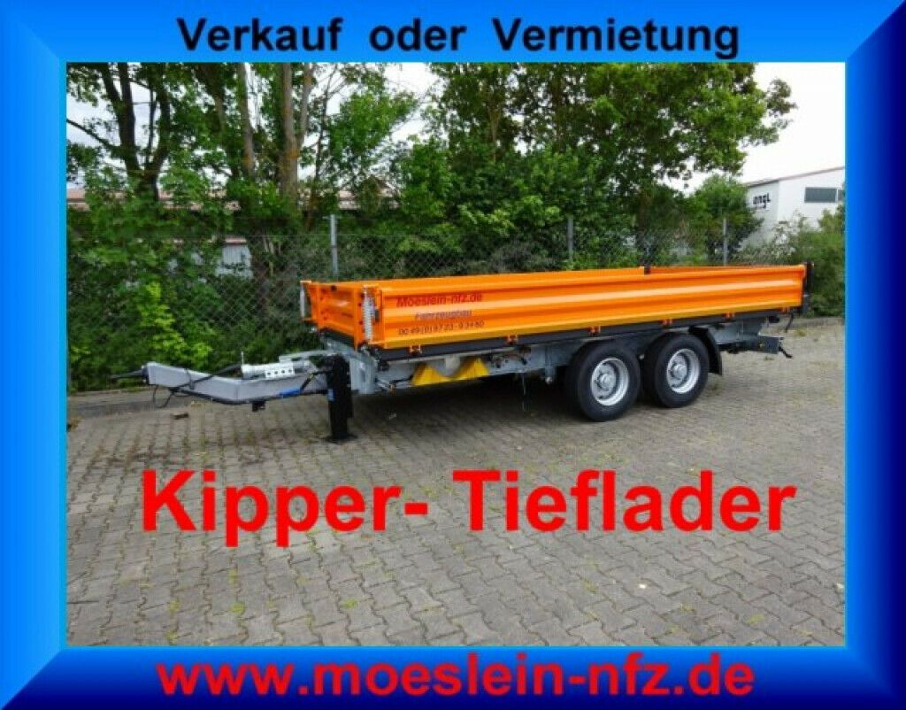 Möslein neuer Tandem 3- Seitenkipper Tieflader-- Neufah - Pótkocsi billenőplatós: 2 kép. Möslein neuer Tandem 3- Seitenkipper Tieflader-- Neufah - Pótkocsi billenőplatós: 2 kép.