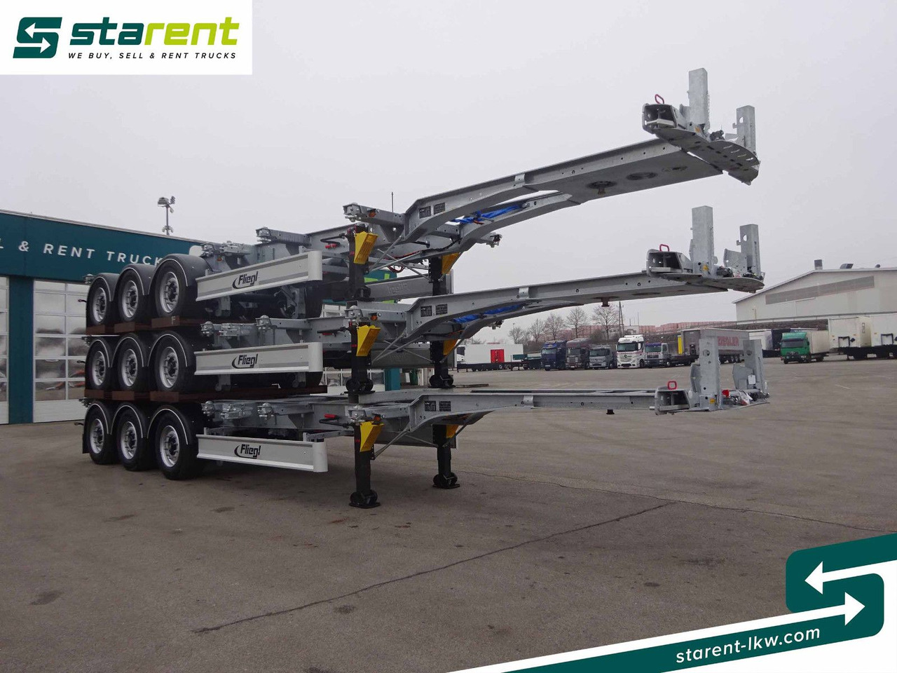 Fliegl Containerchassis ADR, 1x20/2x20/1x30/1x40/1x45 - Félpótkocsi cserefelépítményes: 3 kép. Fliegl Containerchassis ADR, 1x20/2x20/1x30/1x40/1x45 - Félpótkocsi cserefelépítményes: 3 kép.