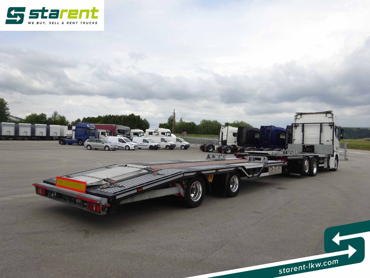 Scania R770 V8 Fahrzeugtransporter + Ziegler Anhänger - Platós teherautó: 5 kép. Scania R770 V8 Fahrzeugtransporter + Ziegler Anhänger - Platós teherautó: 5 kép.