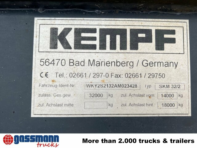 Kempf SKM 32/2 Stahlmulde ca. 23m³, Liftachse, - Félpótkocsi billenőplatós: 4 kép. Kempf SKM 32/2 Stahlmulde ca. 23m³, Liftachse, - Félpótkocsi billenőplatós: 4 kép.