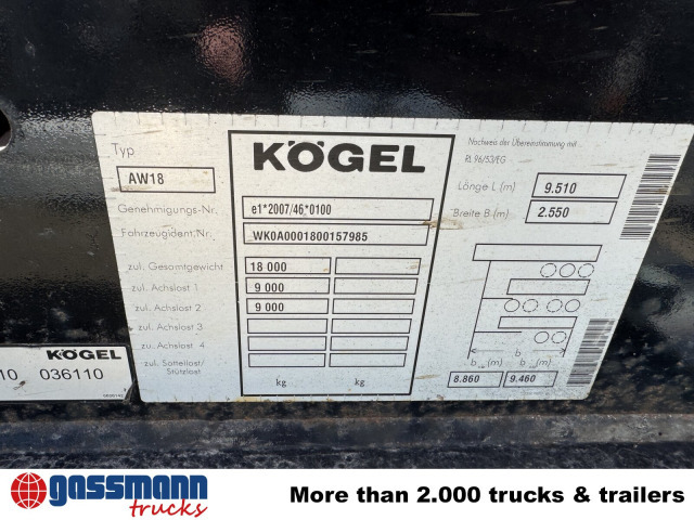 Kögel AW 18 - Pótkocsi cserefelépítményes: 2 kép. Kögel AW 18 - Pótkocsi cserefelépítményes: 2 kép.