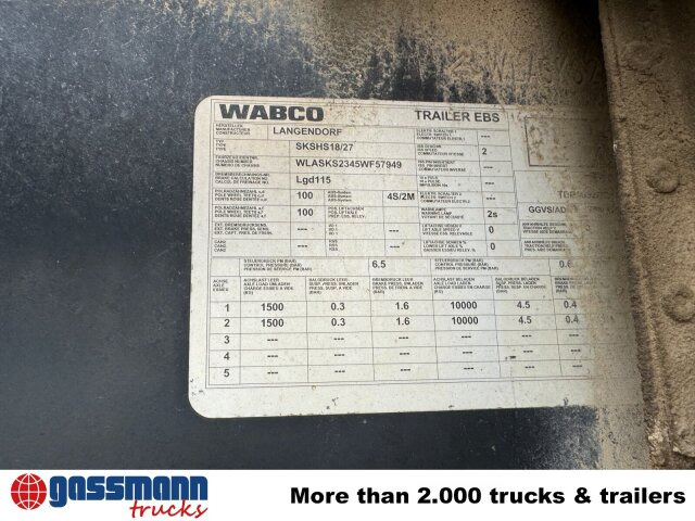 Langendorf SKA-HS 18/27, Stahlmulde ca. 24m³ - Félpótkocsi billenőplatós: 3 kép. Langendorf SKA-HS 18/27, Stahlmulde ca. 24m³ - Félpótkocsi billenőplatós: 3 kép.