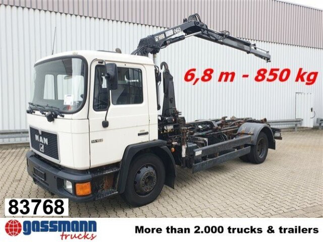 MAN 14.152 F 4x2 BB mit Kran Hiab 060-2 - Horgos rakodó teherautó, Darus autó: 1 kép. MAN 14.152 F 4x2 BB mit Kran Hiab 060-2 - Horgos rakodó teherautó, Darus autó: 1 kép.