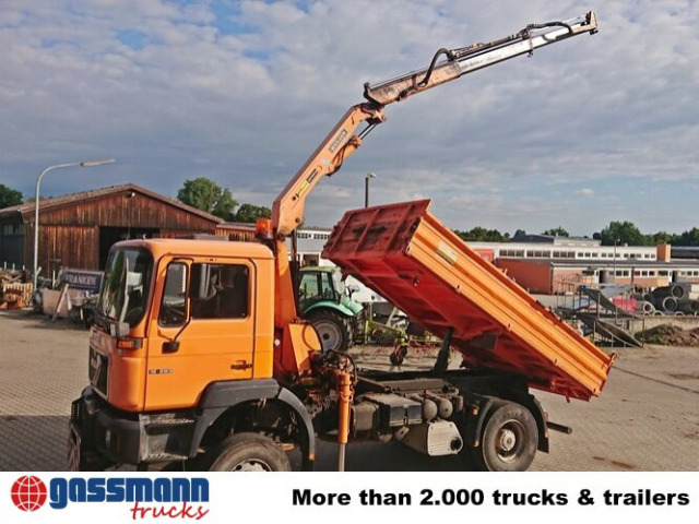 MAN 19.293 4x4 BL mit Kran Meiller MK77RS2 - Billenőplatós teherautó, Darus autó: 3 kép. MAN 19.293 4x4 BL mit Kran Meiller MK77RS2 - Billenőplatós teherautó, Darus autó: 3 kép.
