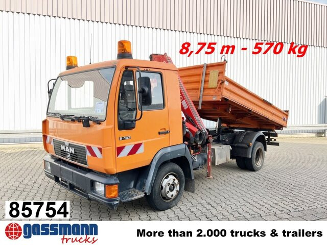 MAN 8.163 4x2 BB mit Kran Fassi F60A.23 - Billenőplatós teherautó, Darus autó: 1 kép. MAN 8.163 4x2 BB mit Kran Fassi F60A.23 - Billenőplatós teherautó, Darus autó: 1 kép.