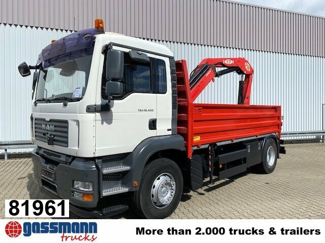 MAN TGA 18.400 4x2 BL Pritsche Heckkran PM17523 - Platós teherautó, Darus autó: 1 kép. MAN TGA 18.400 4x2 BL Pritsche Heckkran PM17523 - Platós teherautó, Darus autó: 1 kép.