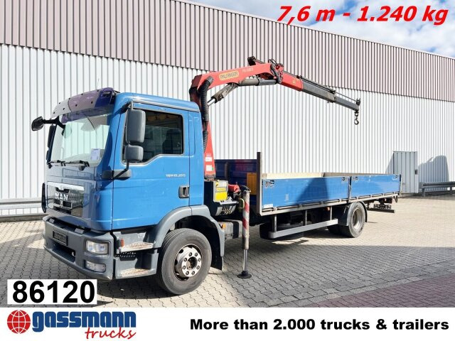 MAN TGM 15.250/340 4X2 BL mit Kran Palfinger PK - Platós teherautó, Darus autó: 1 kép. MAN TGM 15.250/340 4X2 BL mit Kran Palfinger PK - Platós teherautó, Darus autó: 1 kép.