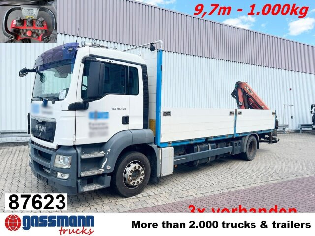 MAN TGS 18.400 4X2 BL, Kran PK 12002-EH B Funk, 2x - Platós teherautó, Darus autó: 1 kép. MAN TGS 18.400 4X2 BL, Kran PK 12002-EH B Funk, 2x - Platós teherautó, Darus autó: 1 kép.
