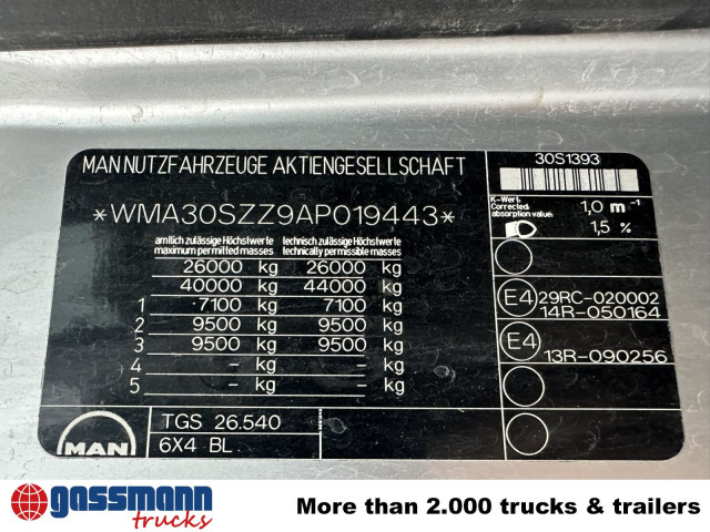 MAN TGS 26.540 6x4 BL, Bordmatik, Retarder, Meiller - Billenőplatós teherautó: 5 kép. MAN TGS 26.540 6x4 BL, Bordmatik, Retarder, Meiller - Billenőplatós teherautó: 5 kép.