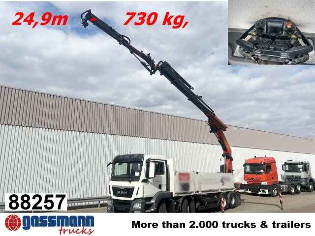 MAN TGS 35.440 8x4 BL, Navi, Heckkran Palfinger - Platós teherautó, Darus autó: 1 kép. MAN TGS 35.440 8x4 BL, Navi, Heckkran Palfinger - Platós teherautó, Darus autó: 1 kép.