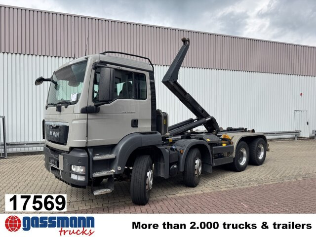 MAN TGS 35.480 8x4 BL, Meiller RK 30.62 bis 6,5 m - Horgos rakodó teherautó: 1 kép. MAN TGS 35.480 8x4 BL, Meiller RK 30.62 bis 6,5 m - Horgos rakodó teherautó: 1 kép.