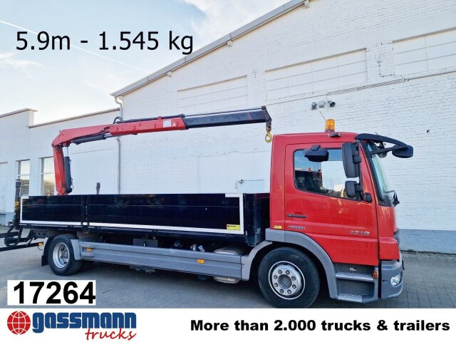 Mercedes-Benz 1218 L 4x2, Fassi Kran F 95A21 5.9m-1.545 kg, - Platós teherautó, Darus autó: 1 kép. Mercedes-Benz 1218 L 4x2, Fassi Kran F 95A21 5.9m-1.545 kg, - Platós teherautó, Darus autó: 1 kép.