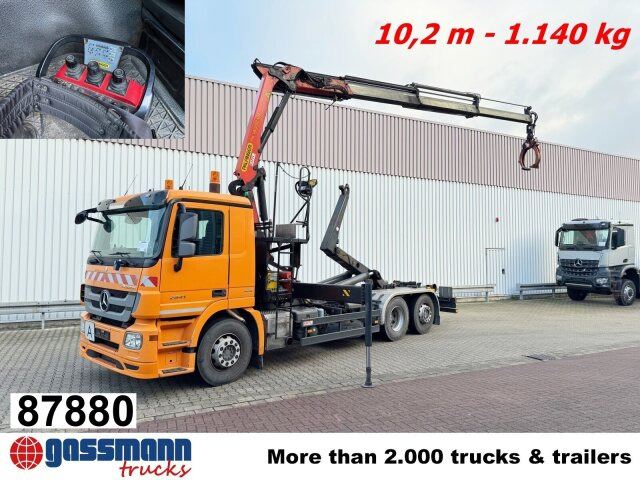 Mercedes-Benz Actros 2541 L 6x2, Lenkachse, Meiller RK 20.65, - Horgos rakodó teherautó, Darus autó: 1 kép. Mercedes-Benz Actros 2541 L 6x2, Lenkachse, Meiller RK 20.65, - Horgos rakodó teherautó, Darus autó: 1 kép.
