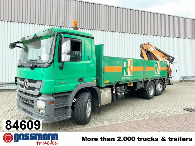 Mercedes-Benz Actros 2544 L 6x2, Retarder, Lenkachse, Heckkran - Platós teherautó, Darus autó: 1 kép. Mercedes-Benz Actros 2544 L 6x2, Retarder, Lenkachse, Heckkran - Platós teherautó, Darus autó: 1 kép.