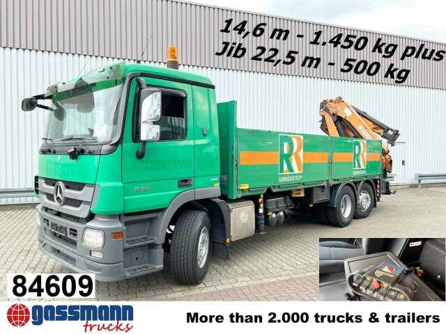 Mercedes-Benz Actros 2544 L 6x2, Retarder, Lenkachse, Heckkran - Platós teherautó, Darus autó: 1 kép. Mercedes-Benz Actros 2544 L 6x2, Retarder, Lenkachse, Heckkran - Platós teherautó, Darus autó: 1 kép.