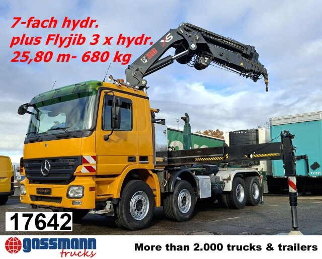 Mercedes-Benz Actros 4146 K 8x4/4, Retarder, Kran Hiab XS 477 - Horgos rakodó teherautó, Darus autó: 1 kép. Mercedes-Benz Actros 4146 K 8x4/4, Retarder, Kran Hiab XS 477 - Horgos rakodó teherautó, Darus autó: 1 kép.