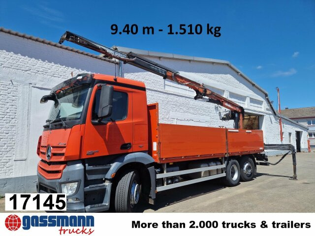 Mercedes-Benz Arocs 2545 L/6x2/4, Atlas Kran, 145.2-A19 VB, - Platós teherautó, Darus autó: 1 kép. Mercedes-Benz Arocs 2545 L/6x2/4, Atlas Kran, 145.2-A19 VB, - Platós teherautó, Darus autó: 1 kép.