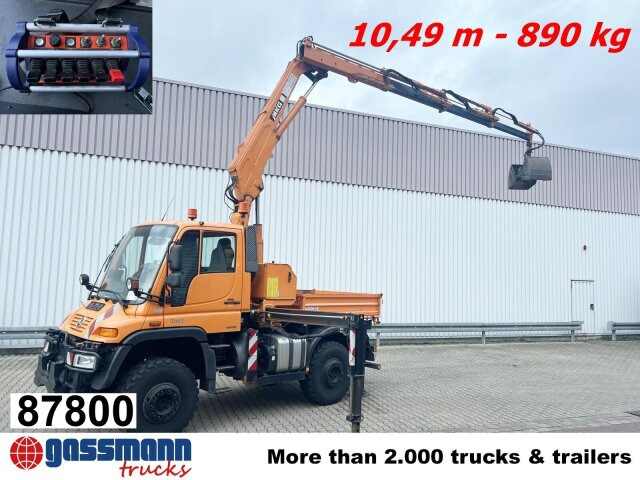Unimog U400 4x4, Frontzapfwelle, Kipper, Kran MKG HKL - Billenőplatós teherautó, Darus autó: 1 kép. Unimog U400 4x4, Frontzapfwelle, Kipper, Kran MKG HKL - Billenőplatós teherautó, Darus autó: 1 kép.