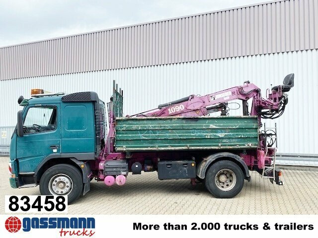 Volvo FM12-420 4x2 mit Heckkran Jonsered 1090, - Billenőplatós teherautó, Darus autó: 1 kép. Volvo FM12-420 4x2 mit Heckkran Jonsered 1090, - Billenőplatós teherautó, Darus autó: 1 kép.
