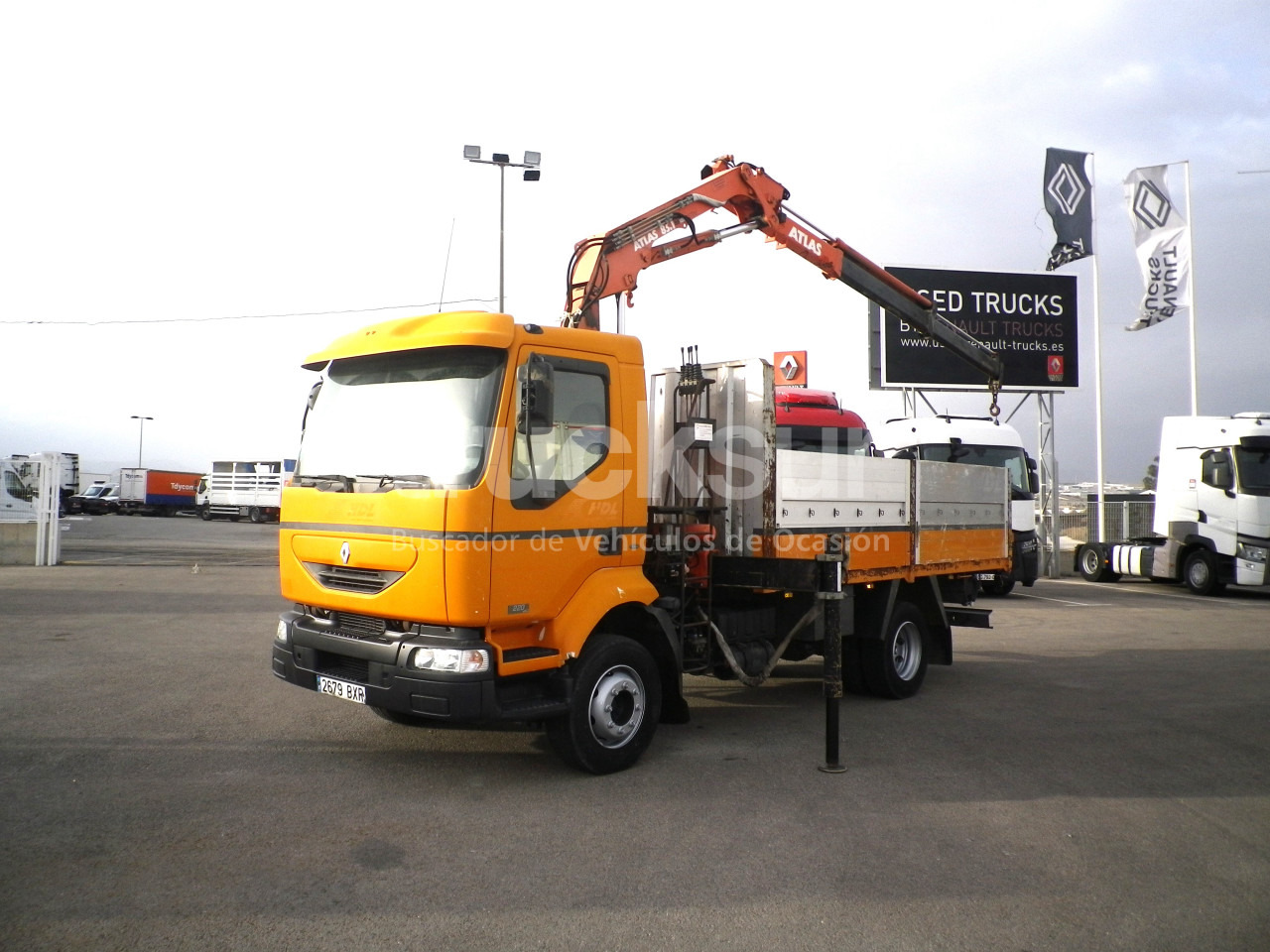 RENAULT MIDLUM 220.14C GRUA - Platós teherautó, Darus autó: 1 kép. RENAULT MIDLUM 220.14C GRUA - Platós teherautó, Darus autó: 1 kép.