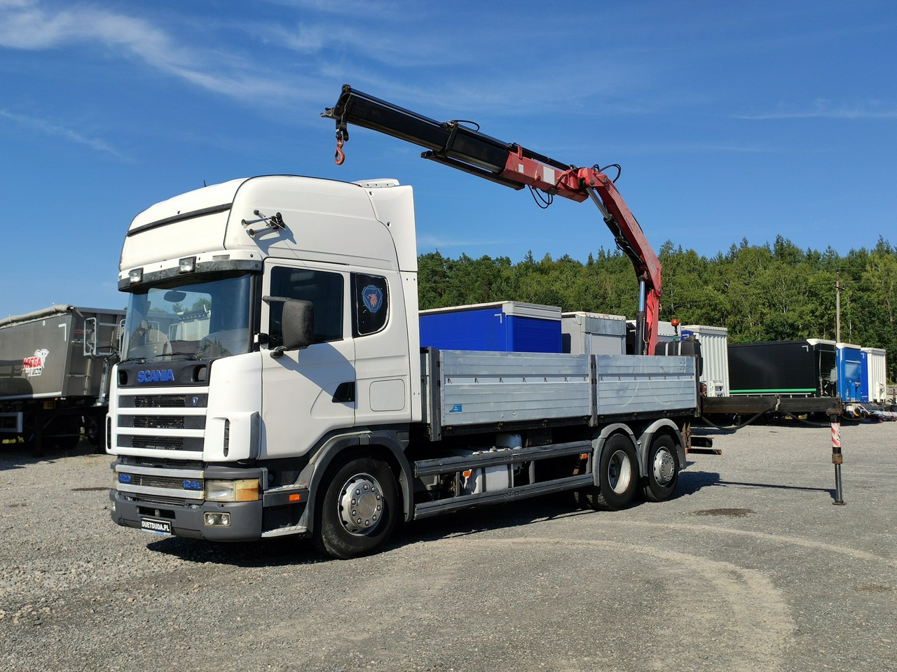 Scania 124L 420 6x2 Retarder HDS FASSI F170 Budowlanka - Platós teherautó, Darus autó: 1 kép. Scania 124L 420 6x2 Retarder HDS FASSI F170 Budowlanka - Platós teherautó, Darus autó: 1 kép.