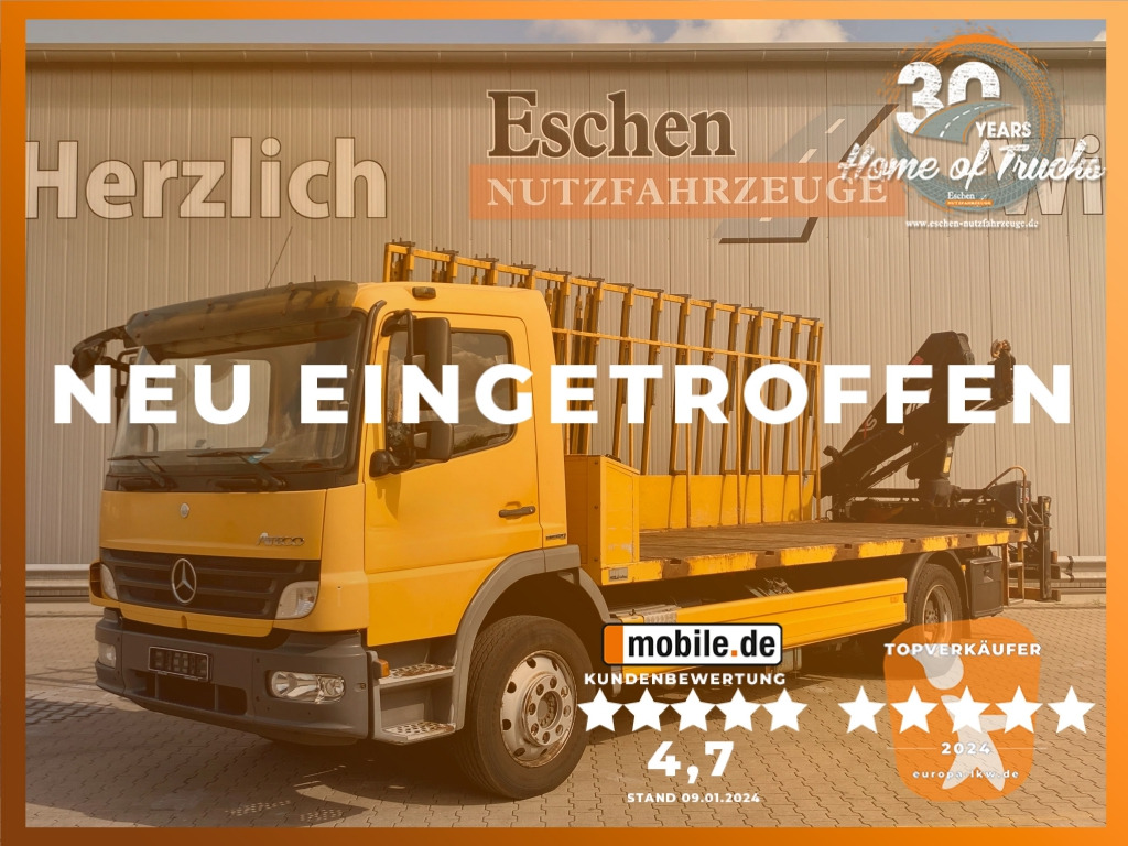 Mercedes-Benz 1224 L Atego / HIAB-Kran / Glastransporter - Platós teherautó, Darus autó: 1 kép. Mercedes-Benz 1224 L Atego / HIAB-Kran / Glastransporter - Platós teherautó, Darus autó: 1 kép.