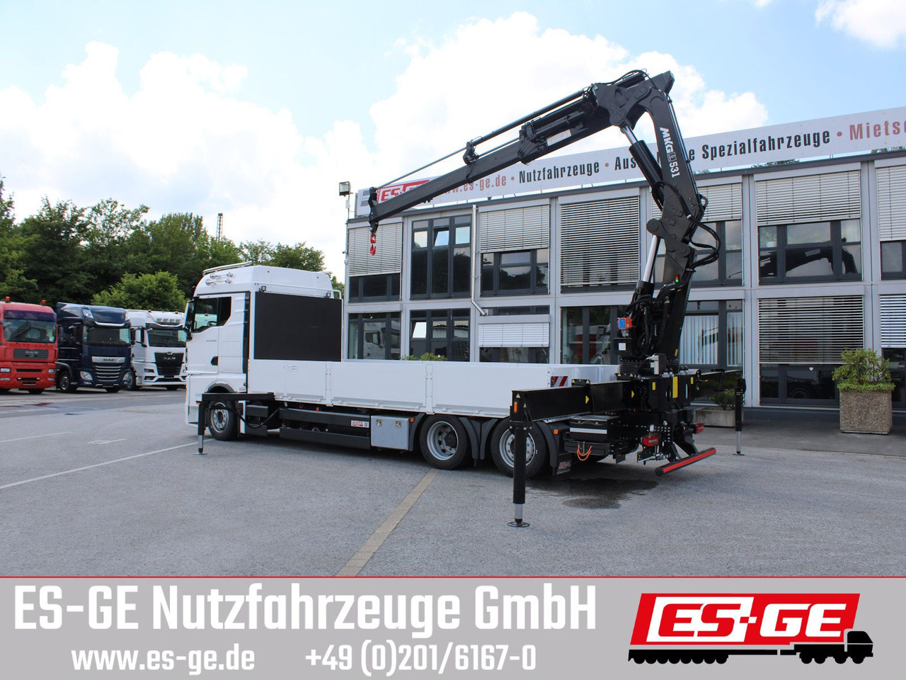 MAN TGX 26.480 6x2-4 LL CH mit MKG HLK531 a5 - Platós teherautó, Darus autó: 2 kép. MAN TGX 26.480 6x2-4 LL CH mit MKG HLK531 a5 - Platós teherautó, Darus autó: 2 kép.
