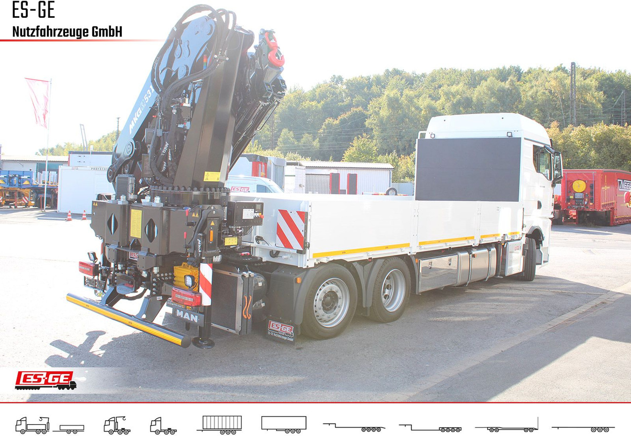 MAN TGX 26.480 6x2-4 LL, MKG-Ladekran HLK531 a5 - Platós teherautó, Darus autó: 4 kép. MAN TGX 26.480 6x2-4 LL, MKG-Ladekran HLK531 a5 - Platós teherautó, Darus autó: 4 kép.